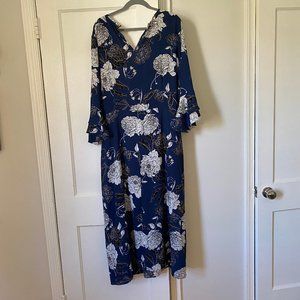 City Chic blue floral faux wrap maxi dress, plus size XXL/24